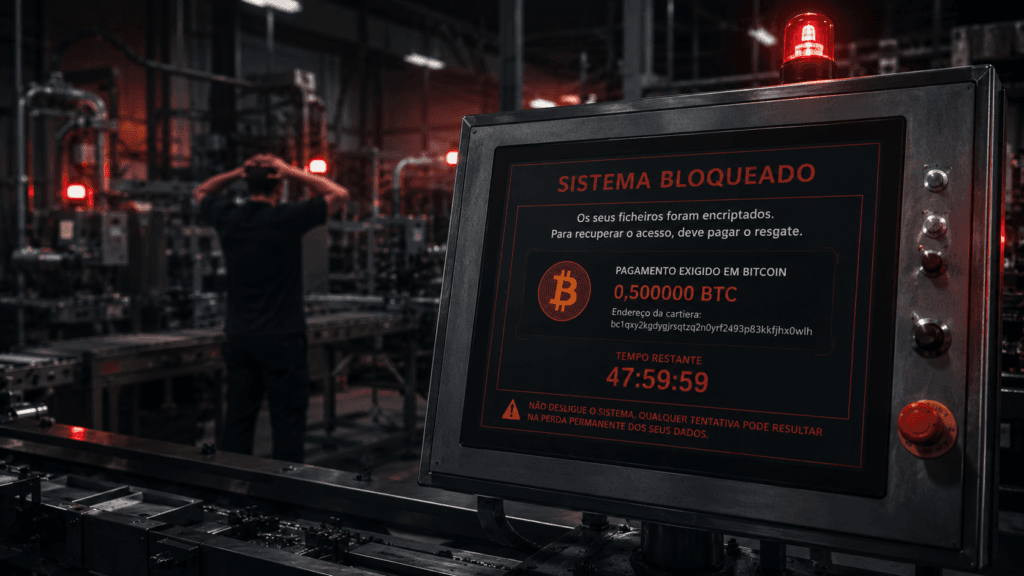 Cibersegurança industrial — fábrica portuguesa parada por ataque de ransomware